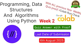 NPTEL Programming Data Structures and Algorithms Using Python Week 2 Quiz answer with proof 100