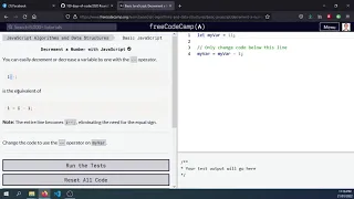 Day 16 Jan21 FreeCodeCamp Decrement A Number With Javascript