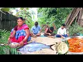 Tribal family cooks PANGAS FISH fish curry with CAULIFLOWER in the village l Tribal life