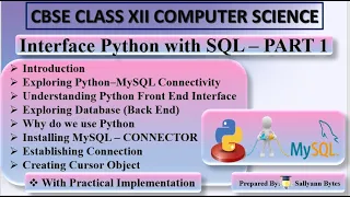 Interface Python with MySQL Part 1 Introduction Connectivity CBSE Class 12 Computer Science