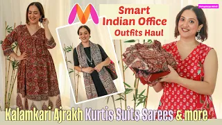 Kalamkari Ajrakh Kurtis Suits Sarees for office | Myntra Smart Office Wear Haul | Perkymegs Hindi