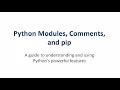 12 What are Modules Comments and Pip in Python What are Modules and Pip Examples on VS Code