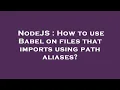 NodeJS How to use Babel on files that imports using path aliases