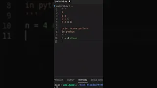 Print Triangle Alphabet Pattern Using Python Traingle Pattern - 9 Tech Blooded