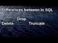 Difference between Drop Delete and Truncate statements in SQL
