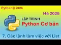 Lesson 7 Commands for working with Lists Python Class 2026