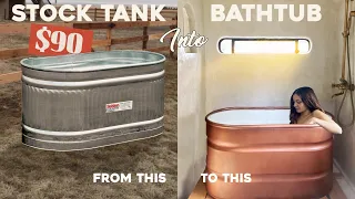 How We Made A Metal Stock Tank Into Our Bath Tub