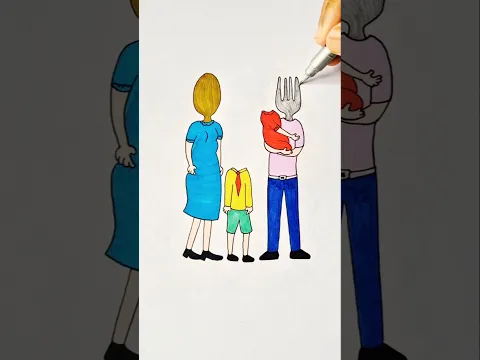 A cute spoon family🥰🥰 (part-4) #shorts #drawing #xyzart #youtubeshorts