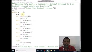 Write a Program to Convert Decimal to HexDecimal without using hex function