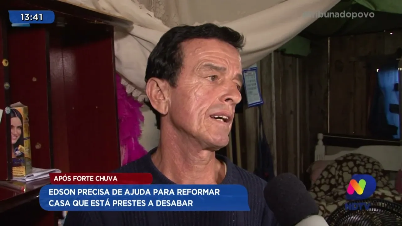 Após forte chuva: Edson precisa de ajuda para reformar casa que está prestes a desabar