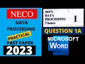NECO Data Processing Practical 2023 - Microsoft Word