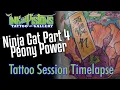 Tattooing a Large Japanese Ninja Cat Backpiece - Session 4