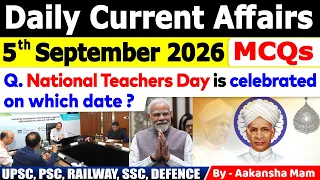 5th September 2026 Current Affairs🔥 | Daily MCQs | Today’s Most Important MCQs #currentaffairs2026