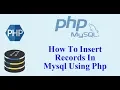 How to Insert Records in MySql Using php