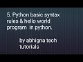 5 Python basic syntax rules hello world program in python python tutorials