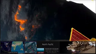 Oct 8 2023 Earth Space View Fire in the clouds - sunset sunrise colors in clouds from ISS