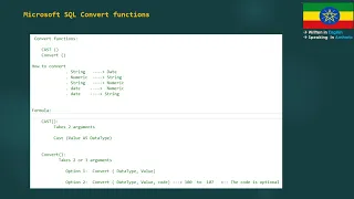 Part 12 Data Conversion T-SQL CAST CAST functions T-SQL Convert Convert functions