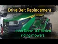 How to change the drive belt transmission belt on a John Deere S130 other 100 Series mowers