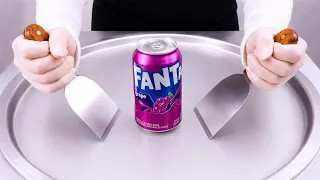 Fanta Grape Soda ice cream rolls street food -  ايسكريم رول فانتا عنب