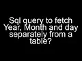 Sql query to fetch Year Month and day separately from a table