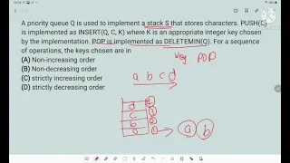 A priority queue Q is used to implement a stack S that stores character Push c gate cse 1997