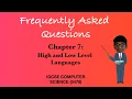Frequently asked questions Chapter-7 High and low level language IGCSE computer science FAQ CODEFOUR