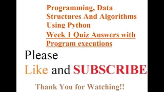 NPTEL Week 1 Quiz Solution Programming Data Structures And Algorithms Using Python