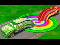 Lightning McQueen VS Giant TRANSFORM RAINBOW PITS VS Big Small Long PIXAR CARS - BeamNG drive