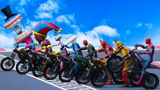 Superheroes Motorcycle Race CHALLENGE FUNNY