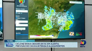 Ciclone deixa cidades de SC em alerta com previsão de chuva intensa e alagamentos