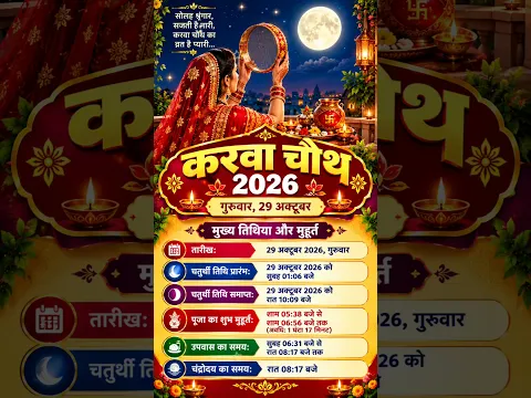 करवा चौथ 2026 कब है? तारीख, तिथि और पूजा मुहूर्त 🌙 | Karwa Chauth Date 2026 |Karwa chauth kab hai