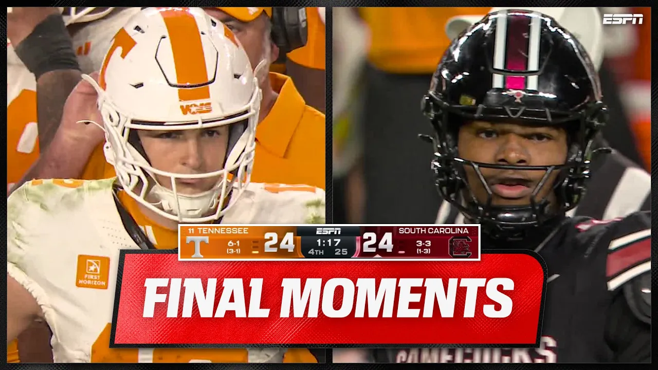 WILD FINISH IN THE SEC 🤯 No. 11 Tennessee vs. South Carolina FINAL MOMENTS 👀 | ESPN College Football