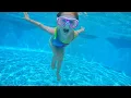 ADLEY LEARNS TO SWIM UNDERWATER My Secret Birt ay Party in a Backyard Pool with the Family