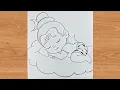 Shiv ji sleeping on clouds outline pencil drawing god bholenath ji art
