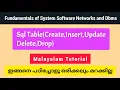 Sql Table Create Insert Update Delete Alter Drop Fundamentals of dbms malayalam Tutorial