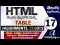 HTML Telugu Tutorials Part-17 Align Valign Colors in Table Border Color Bgcolors