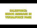 Salesforce Error Message in Visualforce page