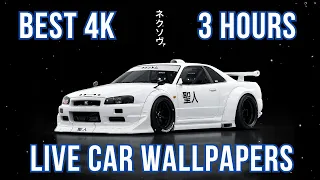 White GTR R34 with Black Background 4K Live Wallpaper 3 HOURS