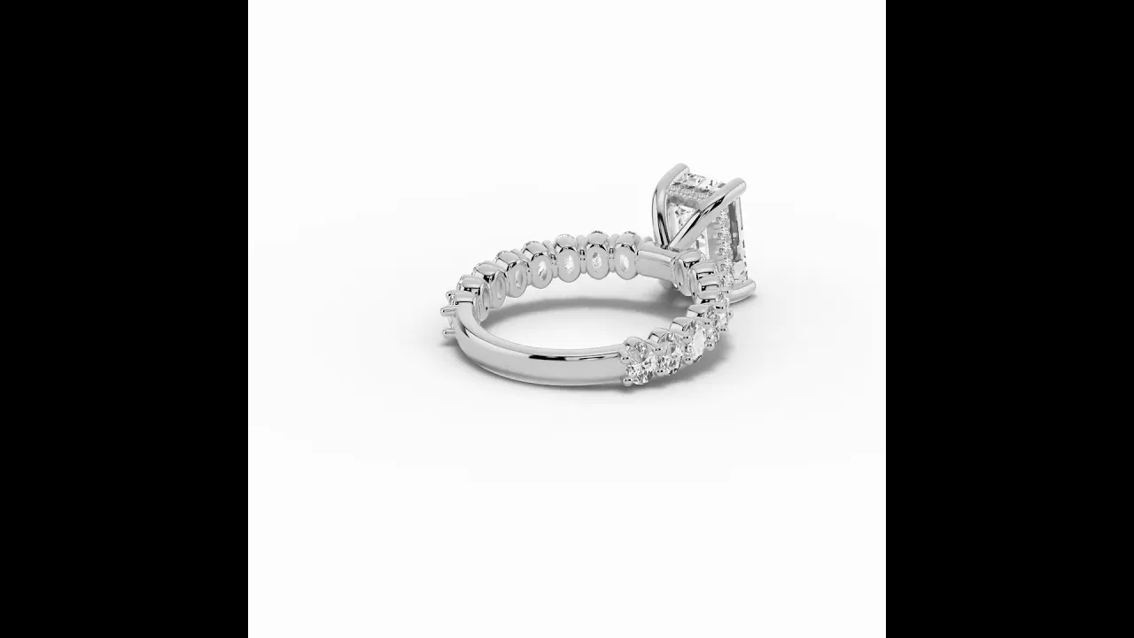 Emerald Cut Aurielle Crown Engagement Ring