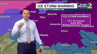 Ice storm warning issued for metro Atlanta north Georgia