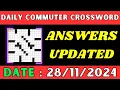 Daily Commuter Crossword Clue Answers for Nov 28 2024 Solved