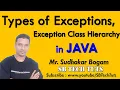 Types of Exceptions in Java Exception Class Hierarchy in Java Exception Handling Java Telugu