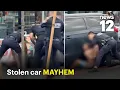 NYPD Teen suspect in stolen car shot after hitting police officers vehicles