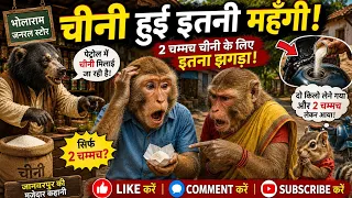 चीनी हुई इतनी महंगी! 😱 2 चम्मच चीनी के लिए मंगरू का बवाल 😂 | #funny #monkey #story  