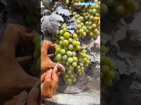 Handmade stone carving: A whole piece of pyrophyllite turned into a bunch of grapes