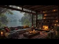 Download Lagu Rainy Day at Cozy Forest Cabin - Relaxing Jazz Piano \u0026 Crackling Fireplace Ambience for Sleep, Study