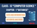 DBMS Lecture 1 NEB Computer science 12 Data and Information Database and DBMS