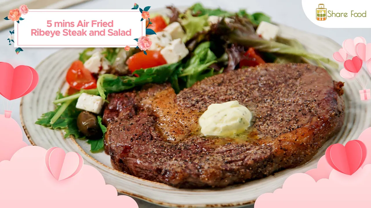 5 mins Air Fried Ribeye Steak!