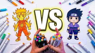 PINTANDO PERSONAJES DE NARUTO - NARUTO UZUMAKI VS SASUKE UCHIHA