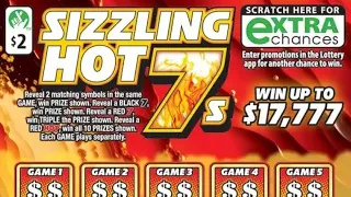 Sizzling Hot 7s Scratch Tickets X 3 From The Virginia Lottery 